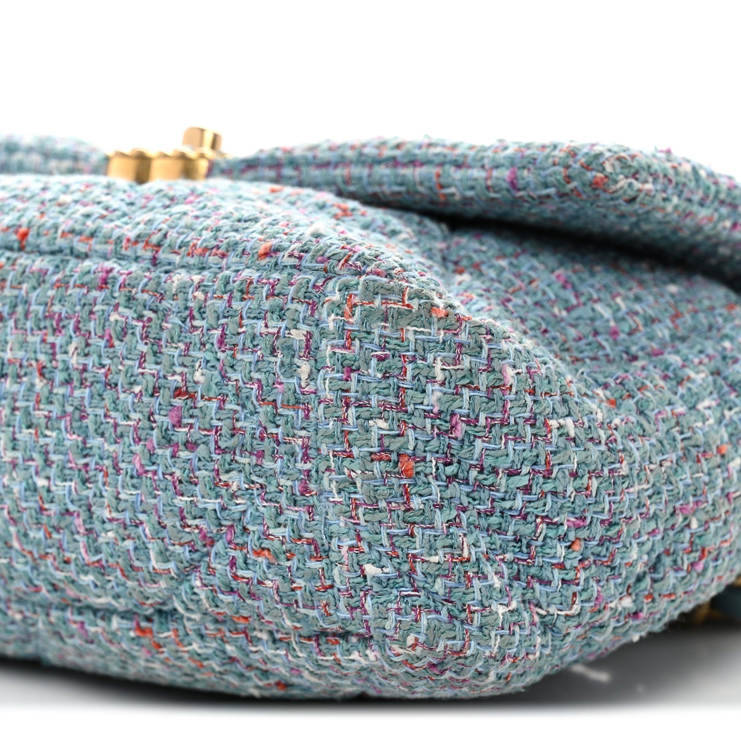 Tweed Quilted Large CHNL 19 Flap Blue Multicolor