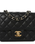 Lambskin Quilted Mini Square Flap Black