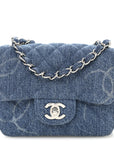 Denim CC Quilted Mini Square Flap Blue