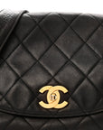 Lambskin Quilted Flap Shoulder Bag Black