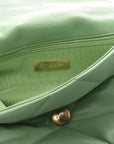 Goatskin Quilted Medium CHNL 19 Flap Light Green