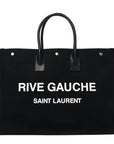 Linen Calfskin Rive Gauche Tote Black