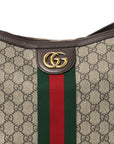 GG Supreme Monogram Web Small Ophidia Half Moon Hobo Brown