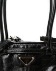 Glossy Calfskin Triangle Medium Bonnie Shoulder Bag Black