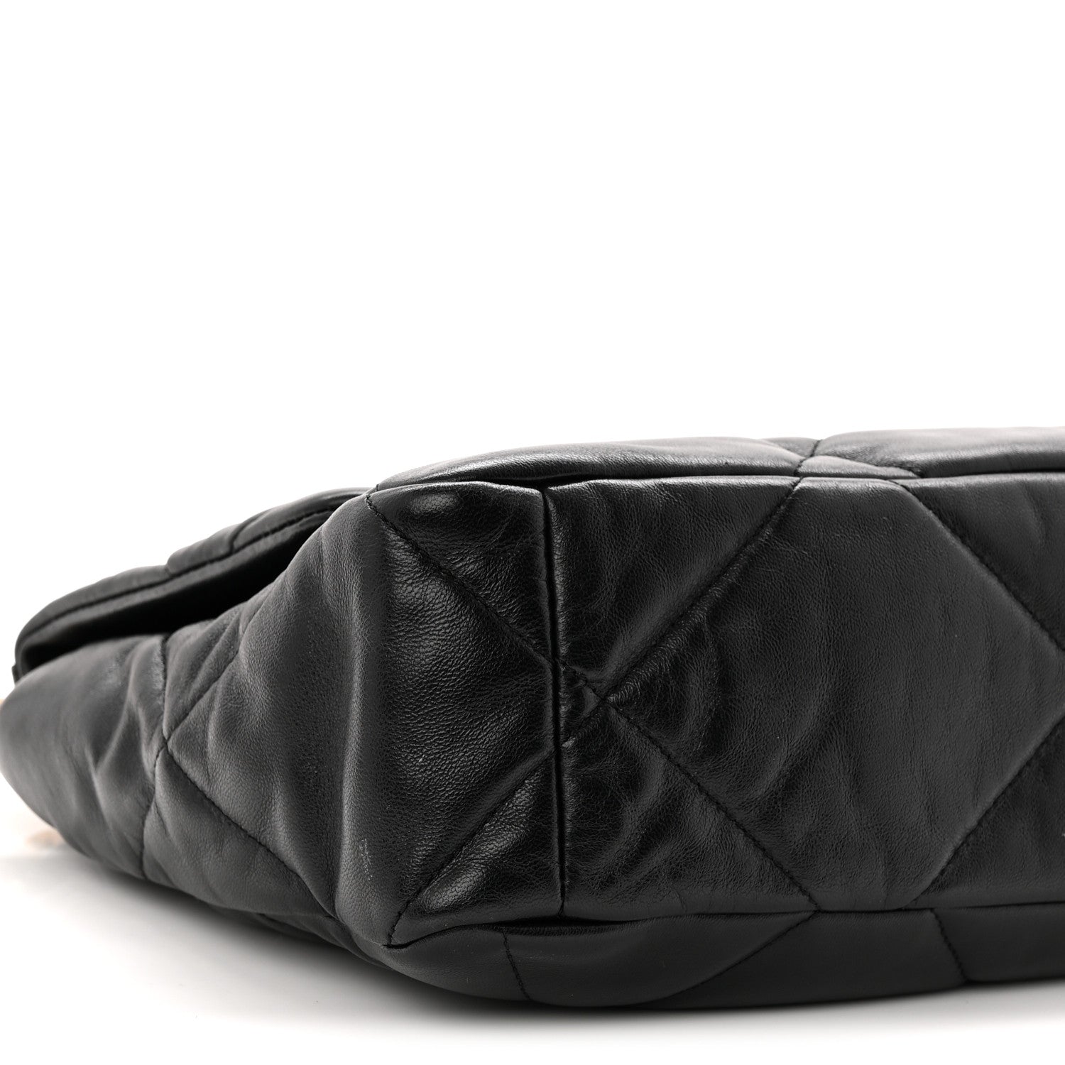 Goatskin Quilted Large CHNL 19 Flap Black