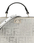 Crystal Vitello Laminato FF Petite Peekaboo I SEE U Satchel Crystal Argento