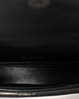 Shiny Calfskin Monochrome Crocodile Embossed Hourglass Chain Bag Black