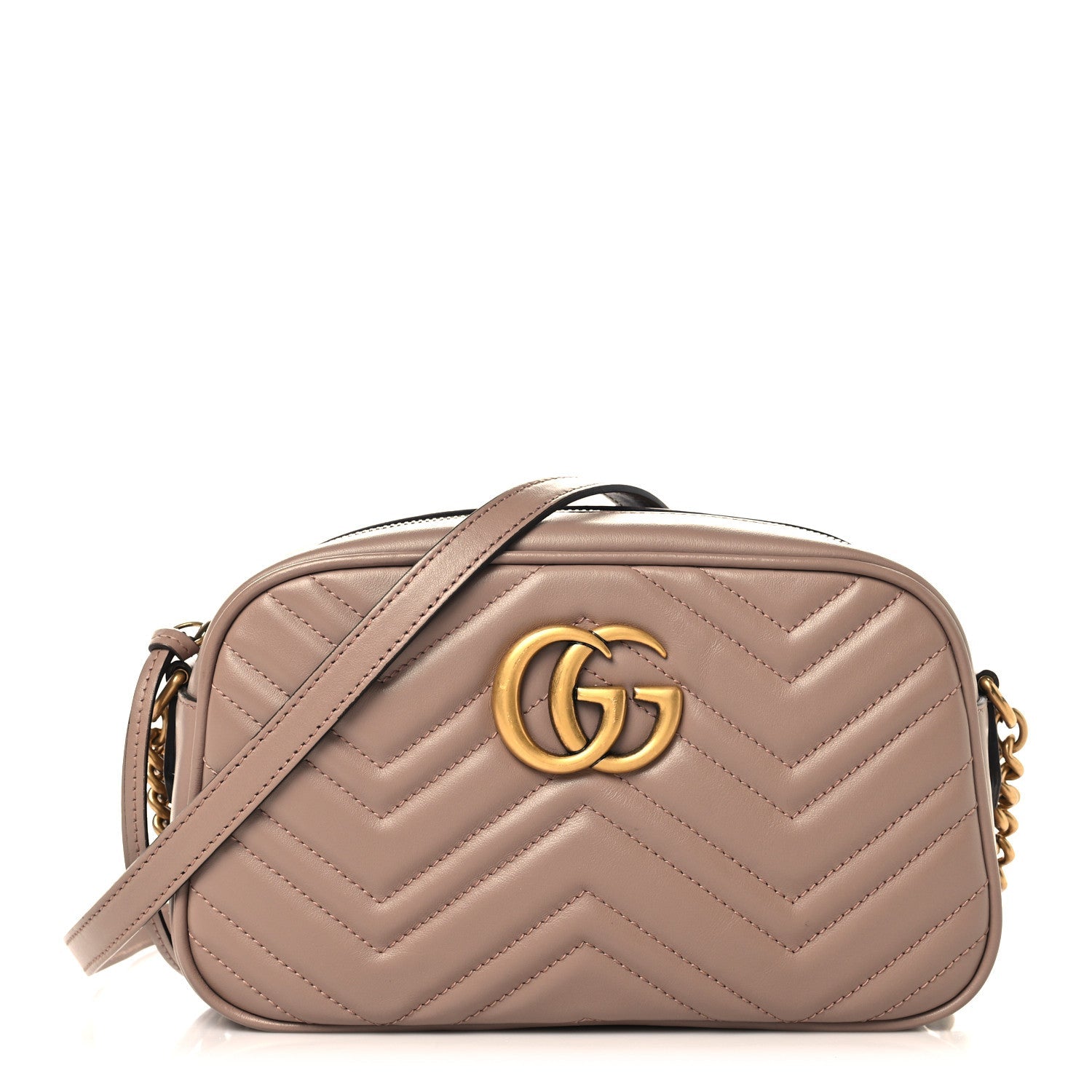 Calfskin Matelasse Small GG Marmont Chain Shoulder Bag Porcelain Rose