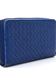 Nappa Intrecciato Zip Around Wallet Cobalt