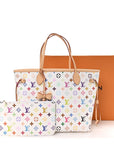 LV X TM Monogram Multicolor Neverfull MM White
