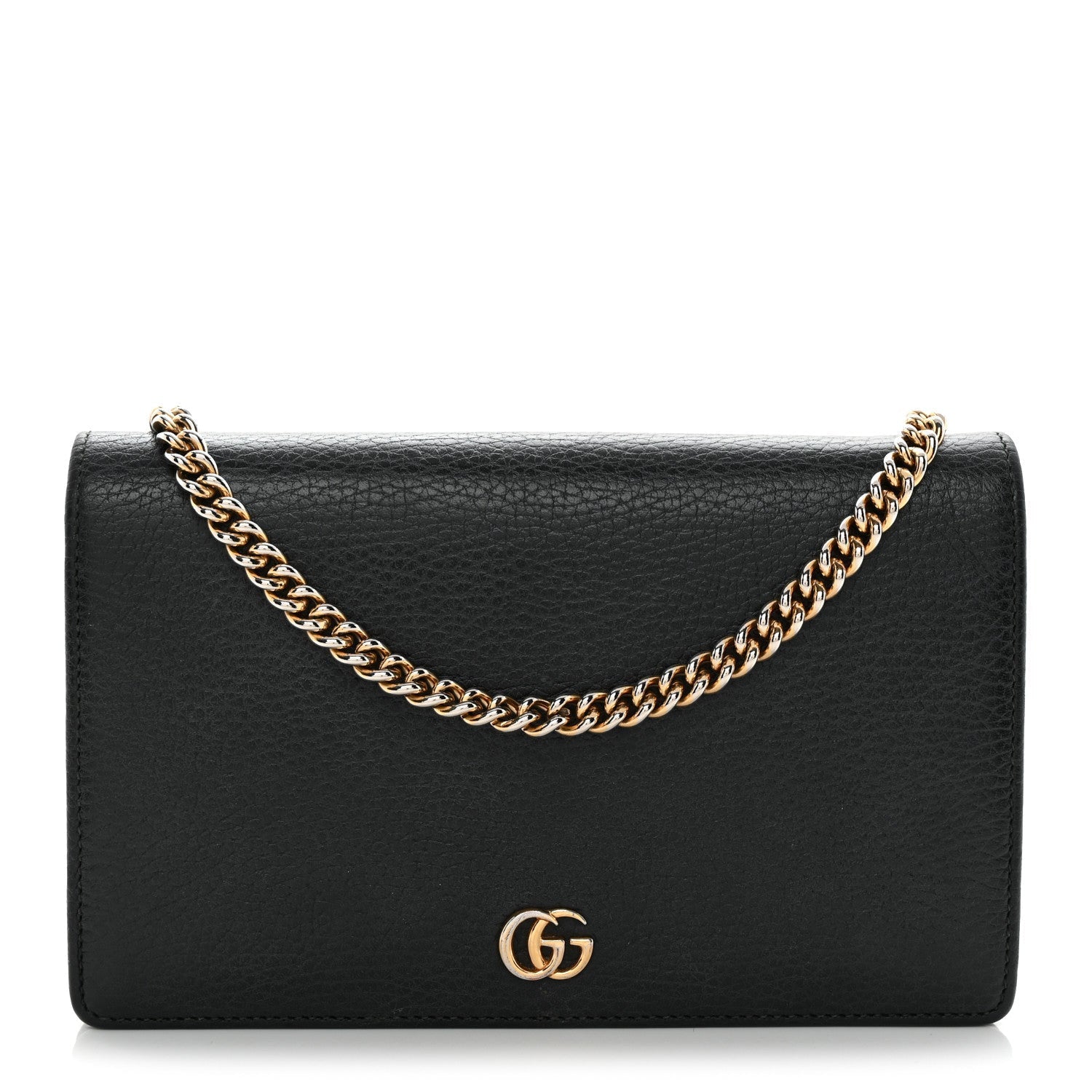 Calfskin Mini GG Marmont Chain Wallet Black