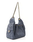 Suede Quilted Small CHNL 25 Handbag Blue