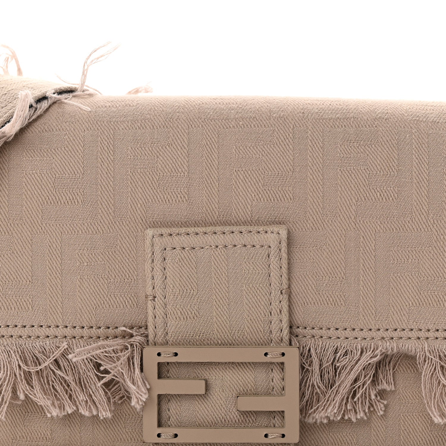 Nylon Fabric Jacquard FF Fringed Baguette Cuoio Pietra