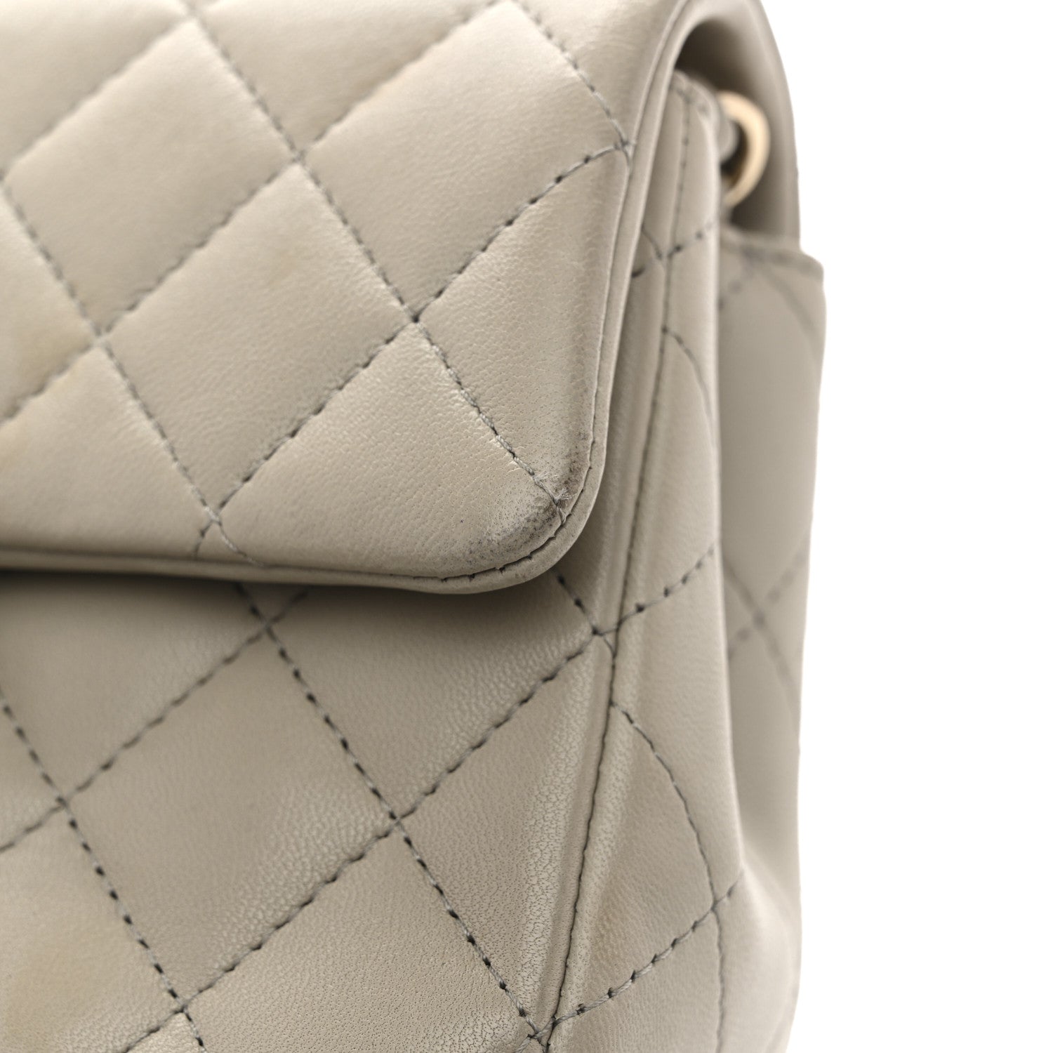 Lambskin Quilted Mini Rectangular Flap Grey