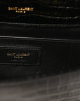 Calfskin Crocodile Embossed Small Classic Monogram Kate Tassel Satchel Black