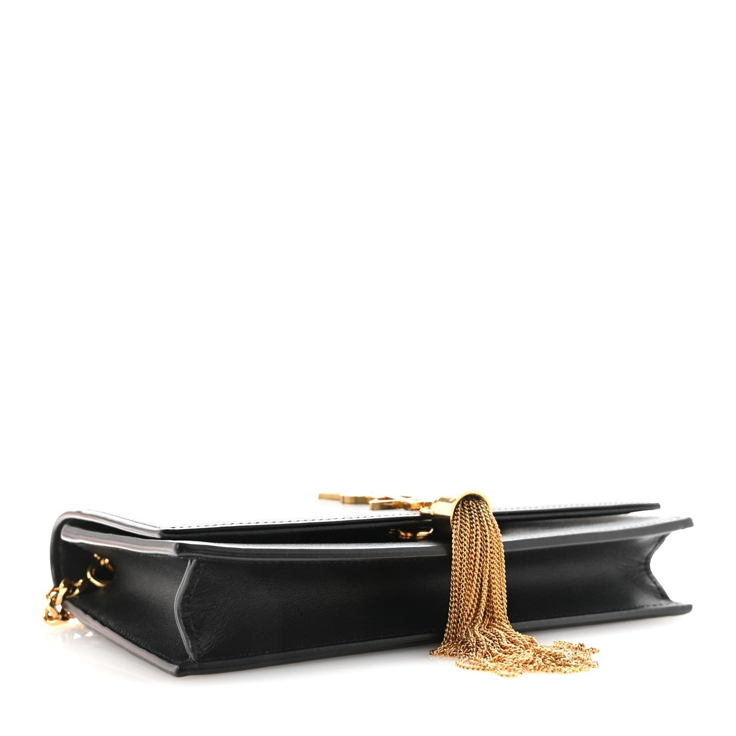 Smooth Calfskin Classic Monogram Kate Tassel Chain Wallet Black