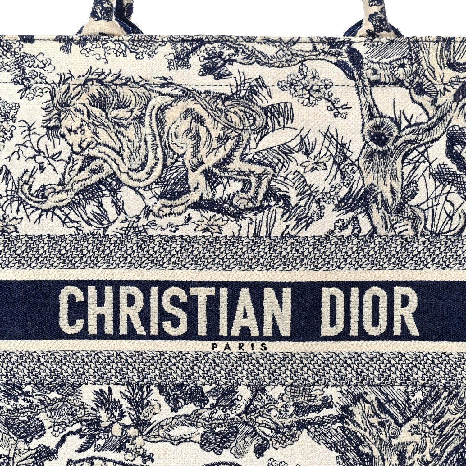 Canvas Embroidered Large D1ORiviera Toile De Jouy Book Tote Blue