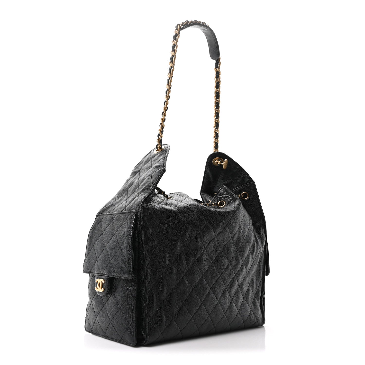 Caviar Quilted Medium CHNL 25 Handbag Black