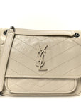 Crinkled Calfskin Matelasse Monogram Baby Niki Chain Satchel Crema Soft
