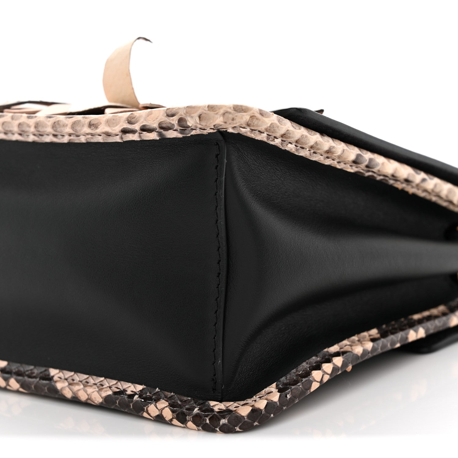 Vitello Century Snakeskin F is FNDI Flower Burst FF Small Kan I Shoulder Bag Black Beige