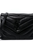Calfskin Y Quilted Monogram Monochrome Toy Loulou Crossbody Bag Black