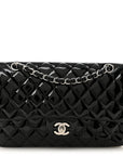 Patent Quilted Medium Double Flap Black