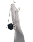 Azalea Calfskin Matelasse Diagonal Mini Torchon GG Marmont Round Shoulder Bag Blue Agata Mystic White