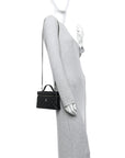Caviar Quilted Top Handle Slim Vanity With Chain Black