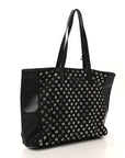 Tessuto Nylon Calfskin Grommet Tote Black