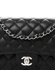 Caviar Quilted Medium Double Flap Black