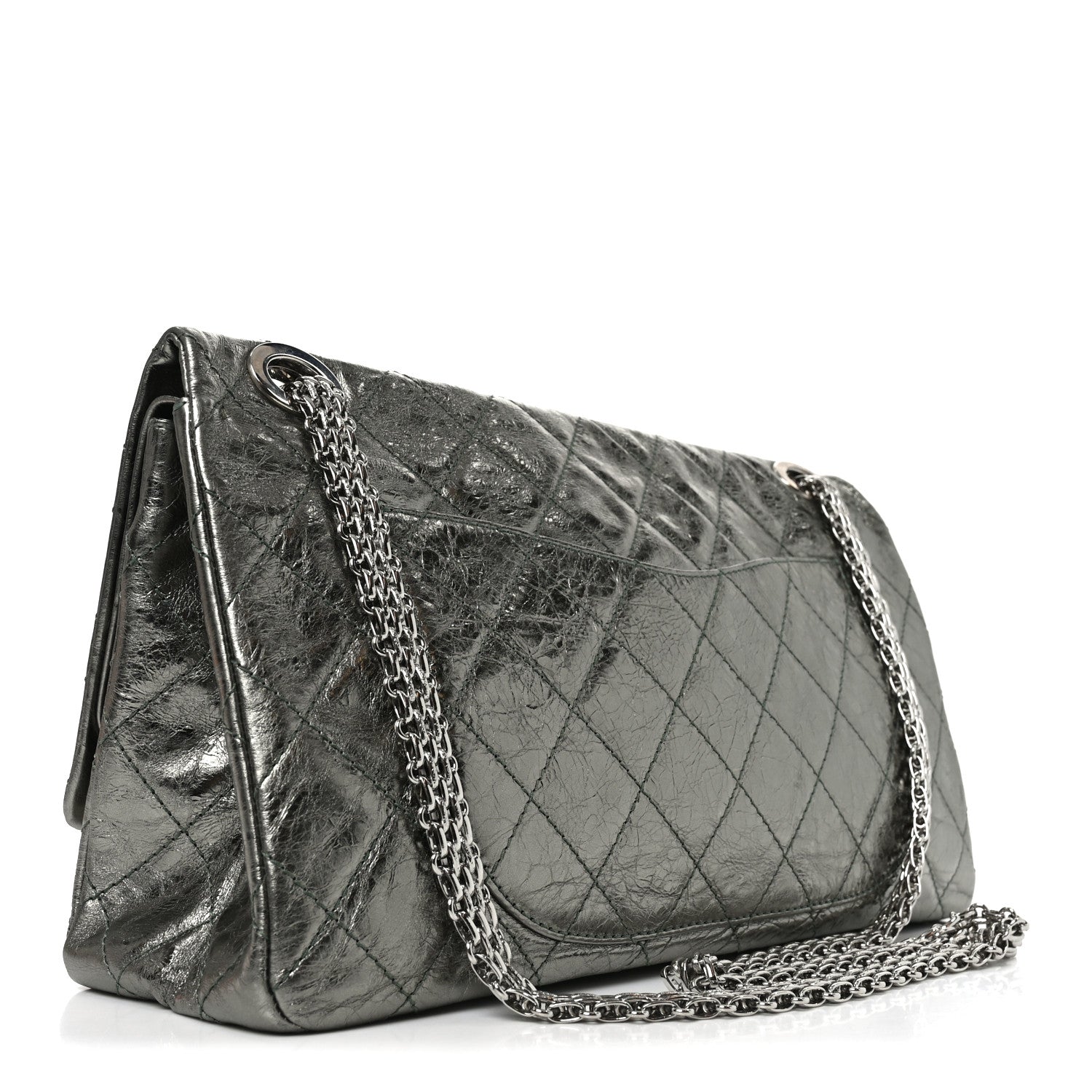 Metallic Aged Calfskin Quilted 2.55 Reissue 227 Flap Vert Fonce