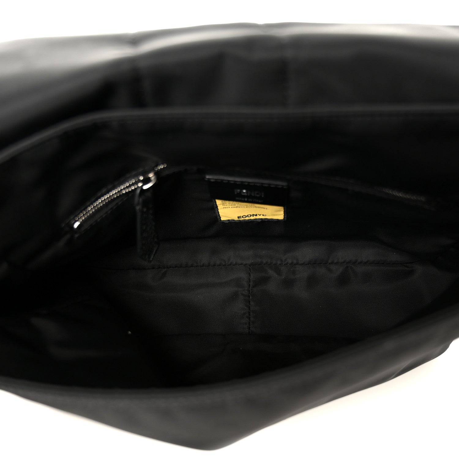 Econyl Nylon Cuoio Romano Monochrome Medium Baguette Messenger Bag Black