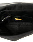 Econyl Nylon Cuoio Romano Monochrome Medium Baguette Messenger Bag Black