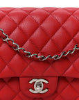 Caviar Quilted Medium Double Flap Red