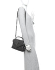 Sheepskin Matelasse Chevron Monogram Medium College Bag Asphalt