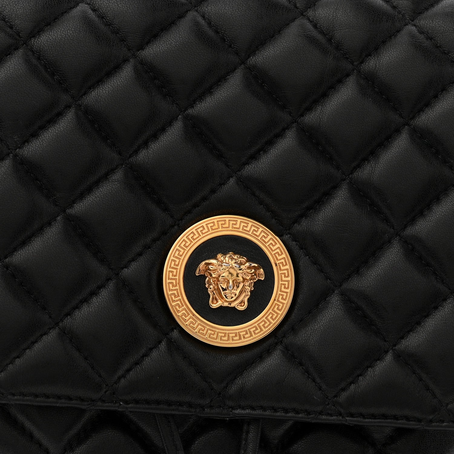 Calfskin Quilted Medusa Backpack Black