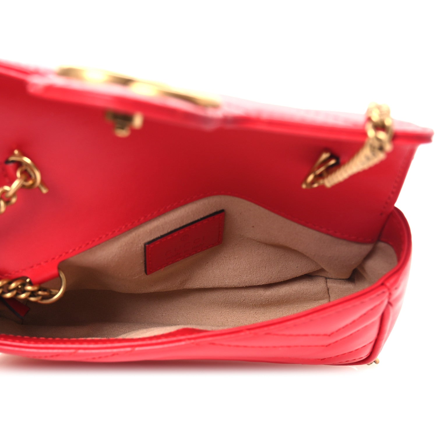 Calfskin Matelasse Super Mini GG Marmont Shoulder Bag Hibiscus Red