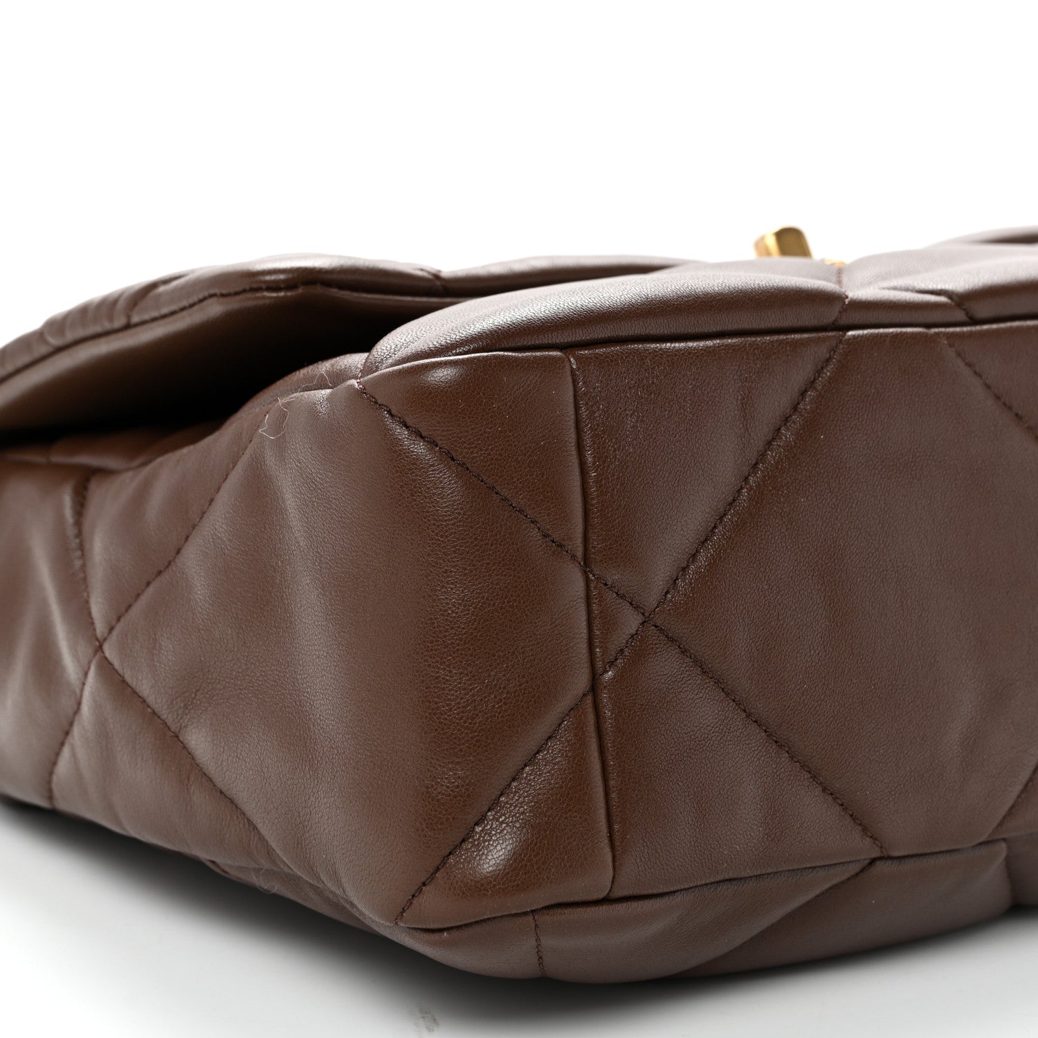 Lambskin Quilted Large CHNL 19 Flap Dark Brown