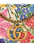 X KEN SCOTT Calfskin Matelasse Floral Print Super Mini GG Marmont Shoulder Bag Ivory Pink