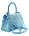 Strass Suede Hourglass Top Handle Bag XS Light Blue