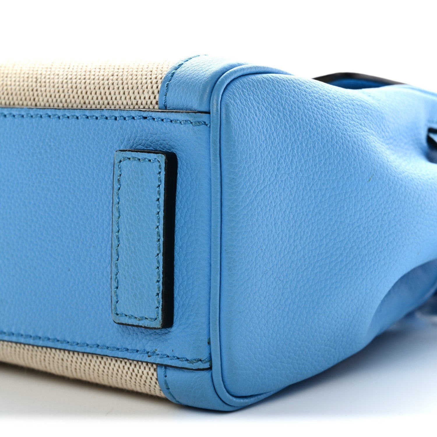 Grained Calfskin Canvas Small La Medusa Chain Top Handle Handbag Rope Blue
