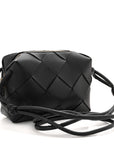 Lambskin Maxi Intrecciato Small Cassette Camera Bag Black