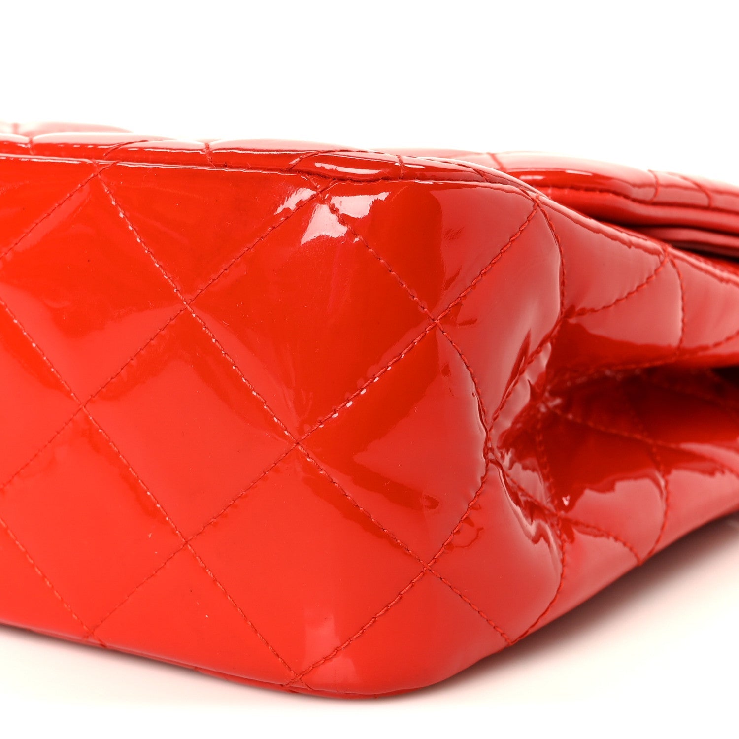 Patent Quilted Jumbo Double Flap Red