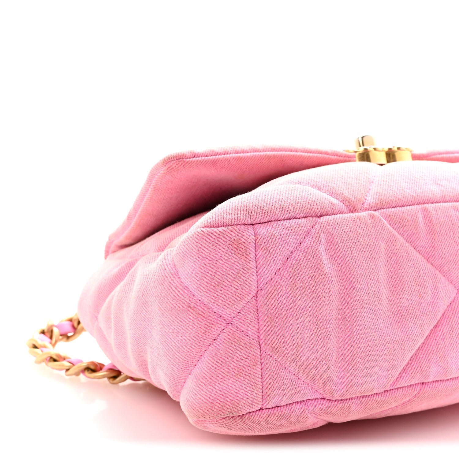Denim Quilted Medium CHNL 19 Flap Neon Pink