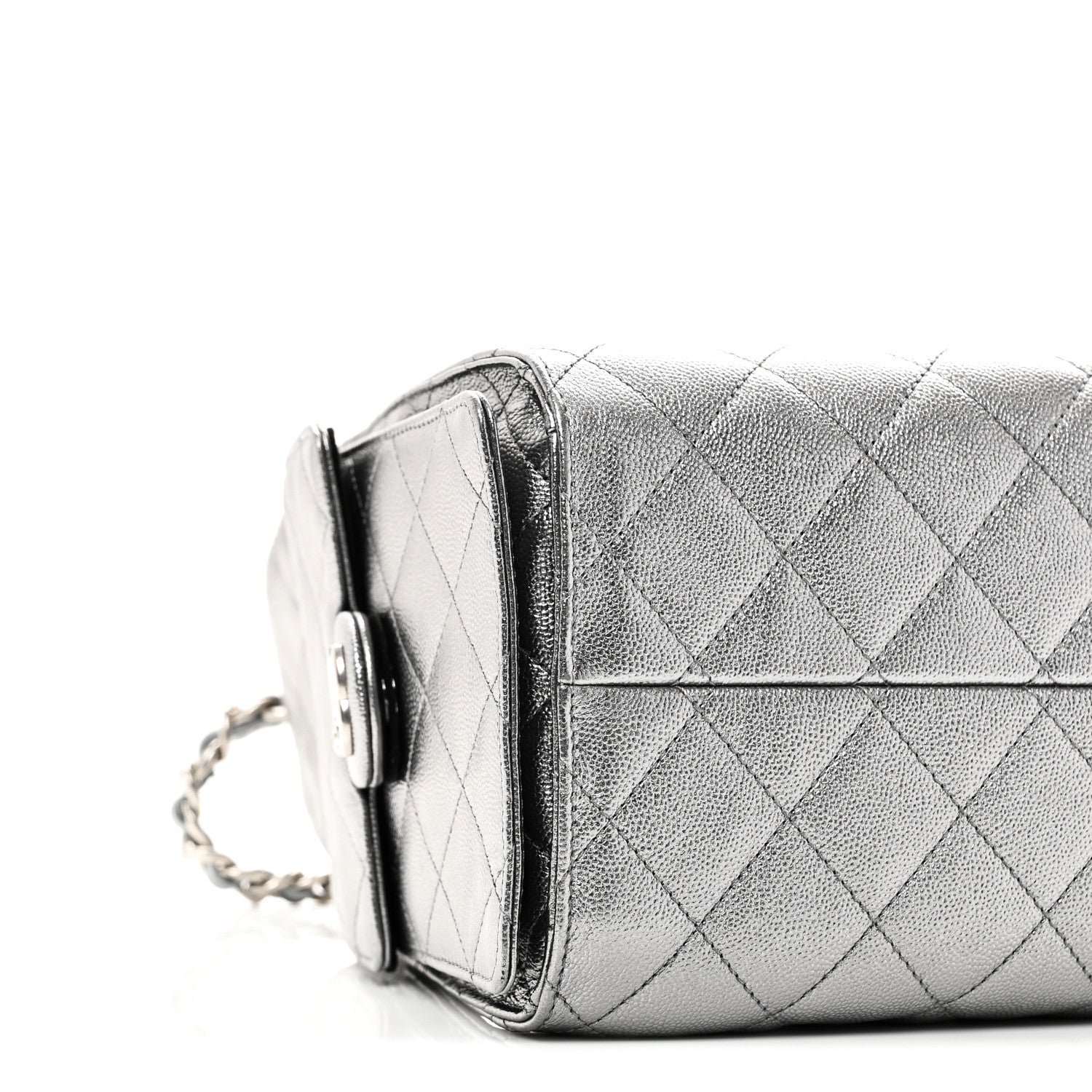 Metallic Caviar Quilted Small CHNL 25 Handbag Anthracite