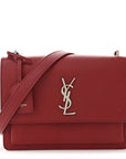 Grained Calfskin Medium Monogram Sunset Satchel Red
