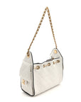 Braided Raffia Calfskin Mini CHNL 25 Handbag White Black