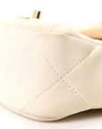 Shiny Lambskin Quilted Pearl Twist Mini Square Flap White