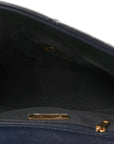Goatskin Quilted Large CHNL 19 Flap Navy Blue