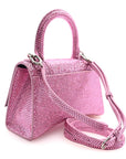 Strass Suede Hourglass Top Handle Bag XS Pink